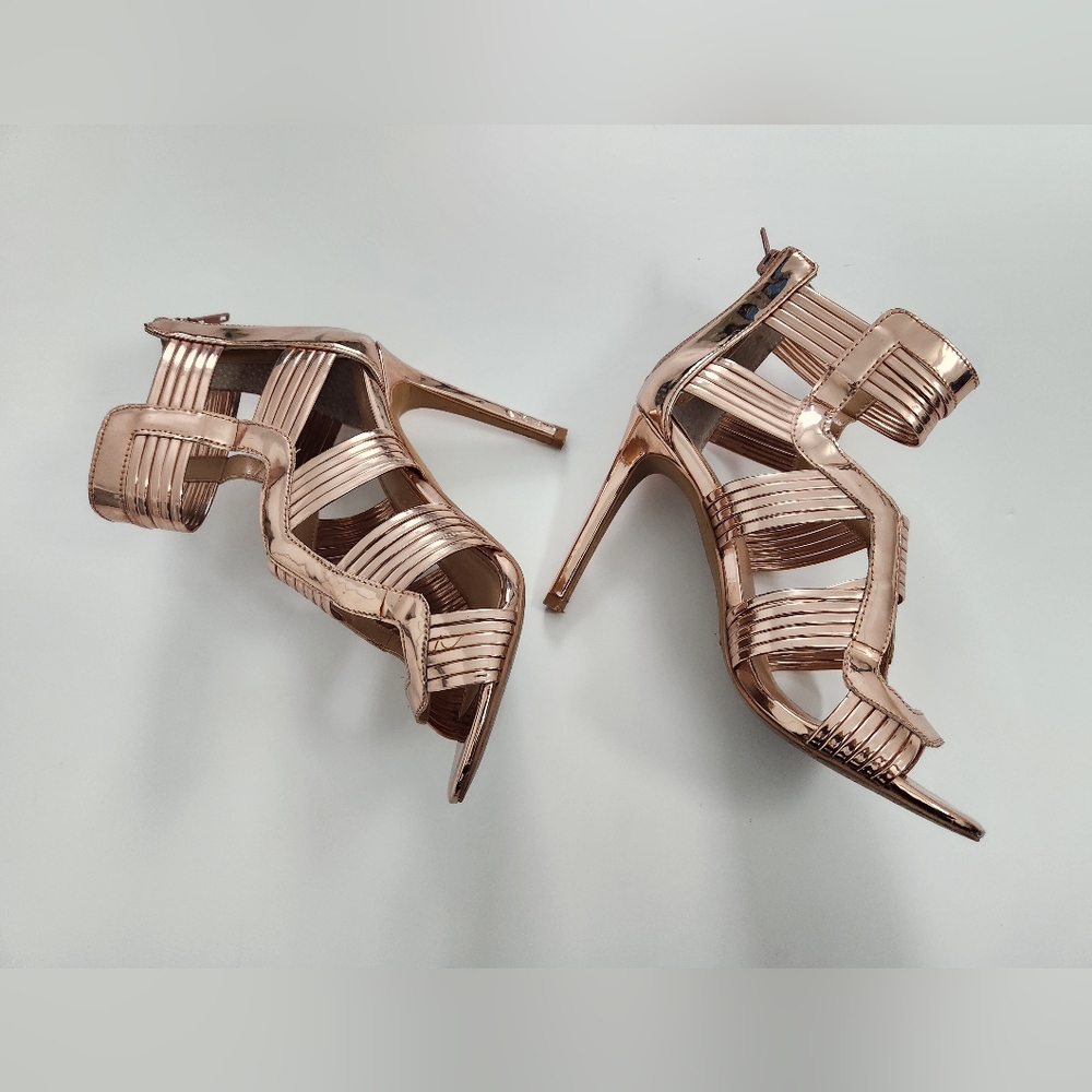 Express Rose Gold Strappy‎ Ankle High Heels Women's Size 7